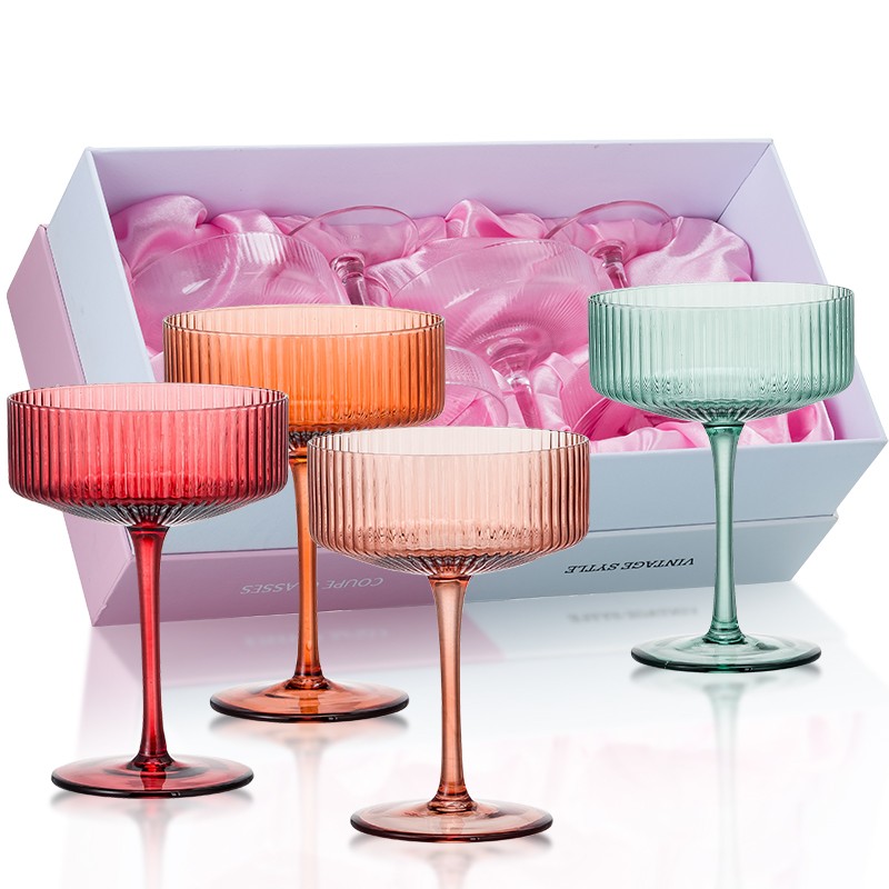 Colorful glassware gift set in a presentation box